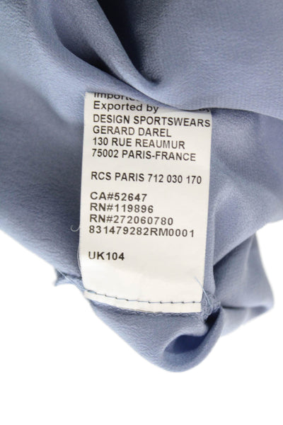 Gerard Darel Women Silk V-Neck Long Sleeve Basic Blouse Blue Size 36