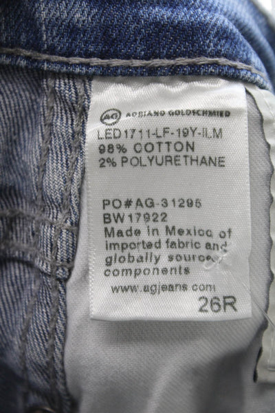 AG Adriano Goldschmied Womens High Rise Wide Leg Jeans Blue Cotton Size 26