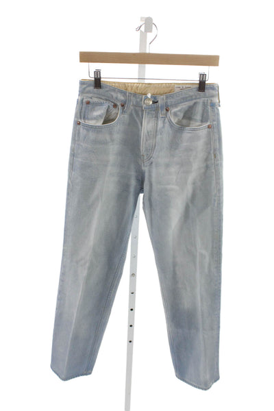 Rag & Bone Unisex Adults Tapered Jeans Blue High Rise Cotton Button Size 25