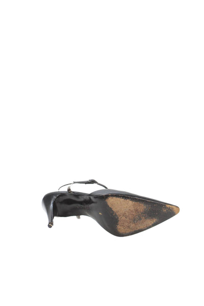 Richard Tyler Womens Leather Pointed Toe Slingbacks Pumps Black Size 8.5 Medium