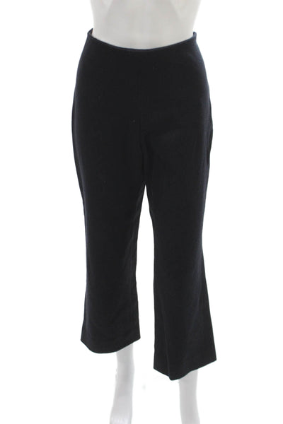 Attersee Womens Cropped Wool Pants Blue Solid Zip Inseam 26 Size 2