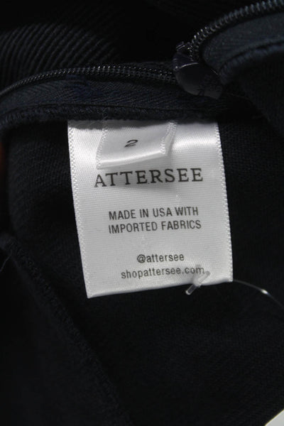 Attersee Womens Cropped Wool Pants Blue Solid Zip Inseam 26 Size 2