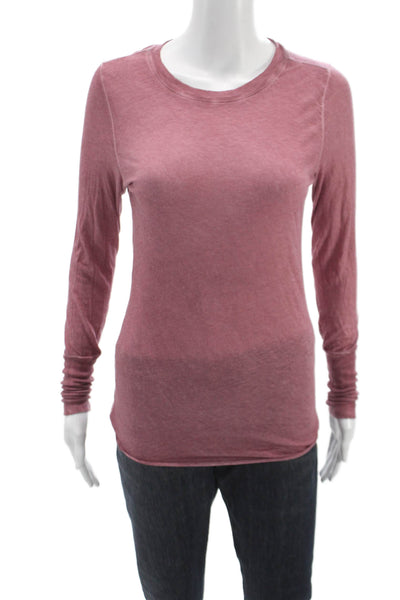 Humanoid Women Pink Cotton Blend Crew Neck Long Sleeve Basic T-Shirt Size S