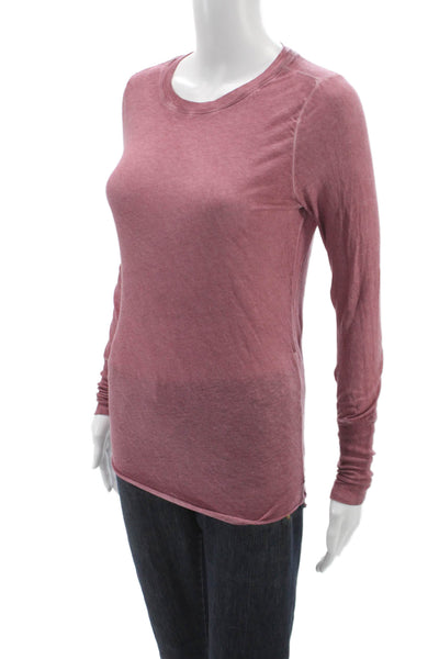 Humanoid Women Pink Cotton Blend Crew Neck Long Sleeve Basic T-Shirt Size S