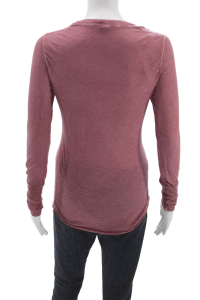 Humanoid Women Pink Cotton Blend Crew Neck Long Sleeve Basic T-Shirt Size S