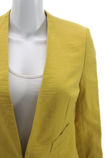Hoss Intropia Women Blazer Yellow Cotton Blend Button Long Sleeve Size 38