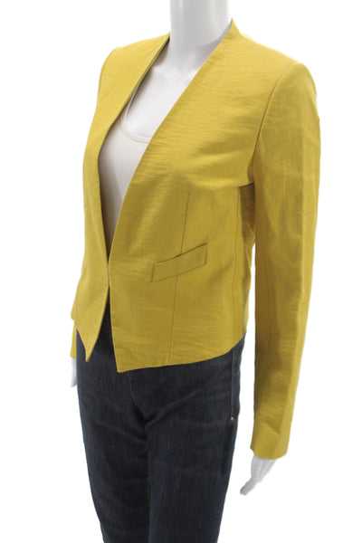 Hoss Intropia Women Blazer Yellow Cotton Blend Button Long Sleeve Size 38