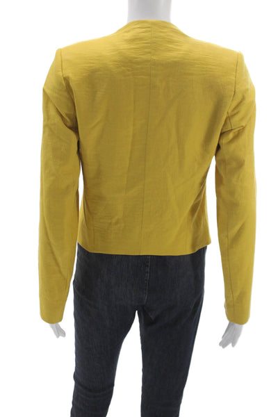 Hoss Intropia Women Blazer Yellow Cotton Blend Button Long Sleeve Size 38