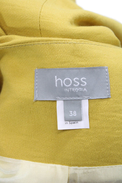 Hoss Intropia Women Blazer Yellow Cotton Blend Button Long Sleeve Size 38