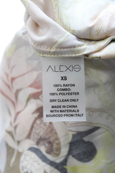 Alexis Women Shirt Dress Paisley Collared Long Sleeve Rayon Knee Length Size XS