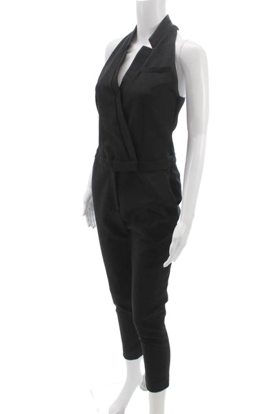 Veronica Beard Women Halter Pants Outfit Black Zip Polyester Size 0