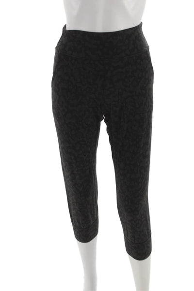 Lululemon Womens Cropped Leggings Black Animal Print Nylon Blend Size 4