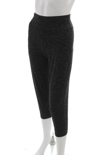 Lululemon Womens Cropped Leggings Black Animal Print Nylon Blend Size 4