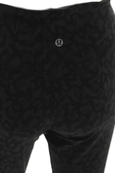 Lululemon Womens Cropped Leggings Black Animal Print Nylon Blend Size 4