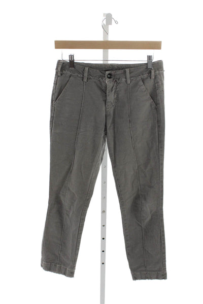 Hannes Roether Women Cropped Denim Pants Gray Button Size S
