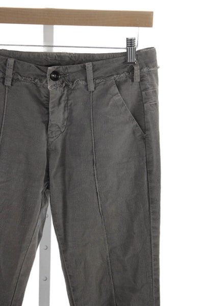 Hannes Roether Women Cropped Denim Pants Gray Button Size S