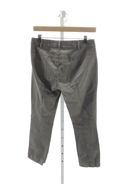 Hannes Roether Women Cropped Denim Pants Gray Button Size S