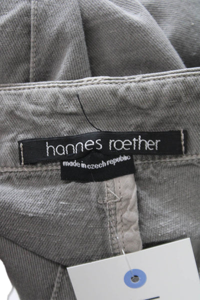 Hannes Roether Women Cropped Denim Pants Gray Button Size S