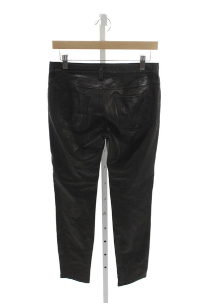 Graham & Spencer Womens Black Lambskin Pants Button Closure Size 2