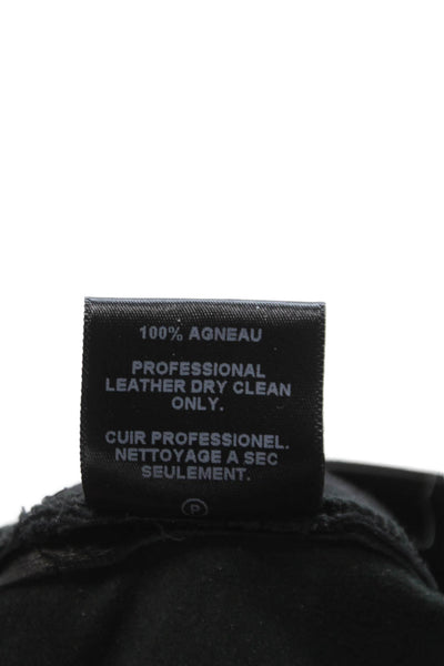 Graham & Spencer Womens Black Lambskin Pants Button Closure Size 2
