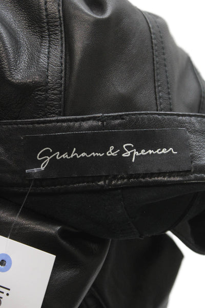 Graham & Spencer Womens Black Lambskin Pants Button Closure Size 2