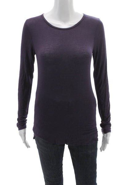 Kristensen Du Nord Women Purple Long Sleeve T-Shirt Cotton Blend Size 1