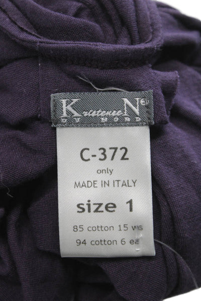 Kristensen Du Nord Women Purple Long Sleeve T-Shirt Cotton Blend Size 1