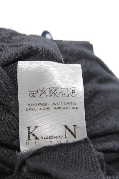 Kristensen Du Nord Women Gray Cotton Basic Tee Long Sleeve Round Neck Size 1
