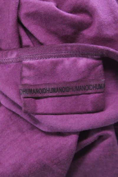 Humanoid Womens Purple Scoop Neck Basic T-Shirt 3/4 Sleeve Cotton Blend Size S
