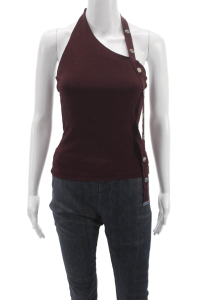 Zara Women Basic Halter Tank Red Sleeveless Polyester Elastane Size S