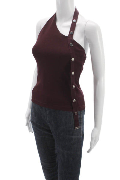 Zara Women Basic Halter Tank Red Sleeveless Polyester Elastane Size S