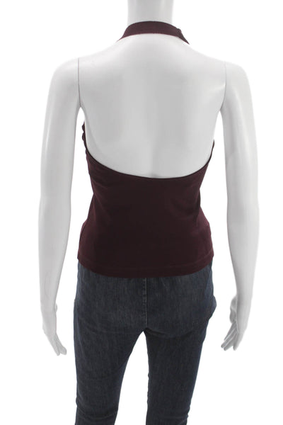 Zara Women Basic Halter Tank Red Sleeveless Polyester Elastane Size S