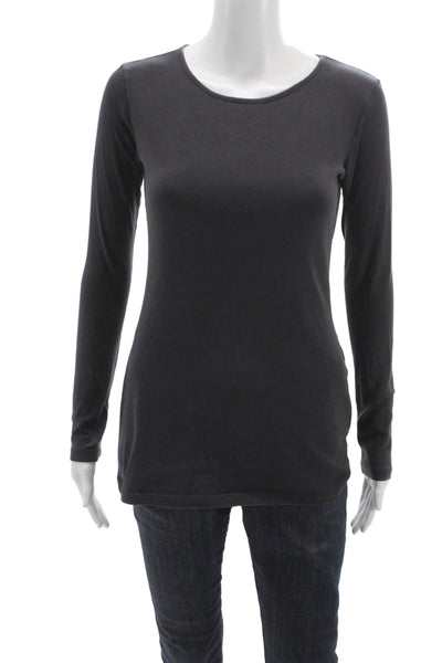 Jarbo Womens Basic Pima Cotton Scoop Neck Long Sleeve T-Shirt Gray Size 34