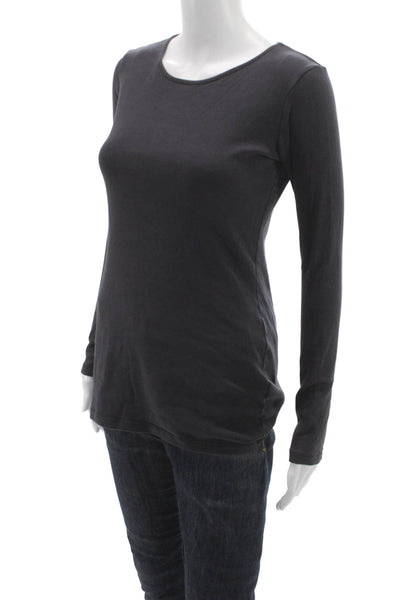 Jarbo Womens Basic Pima Cotton Scoop Neck Long Sleeve T-Shirt Gray Size 34