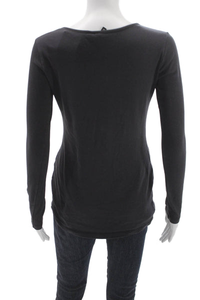 Jarbo Womens Basic Pima Cotton Scoop Neck Long Sleeve T-Shirt Gray Size 34