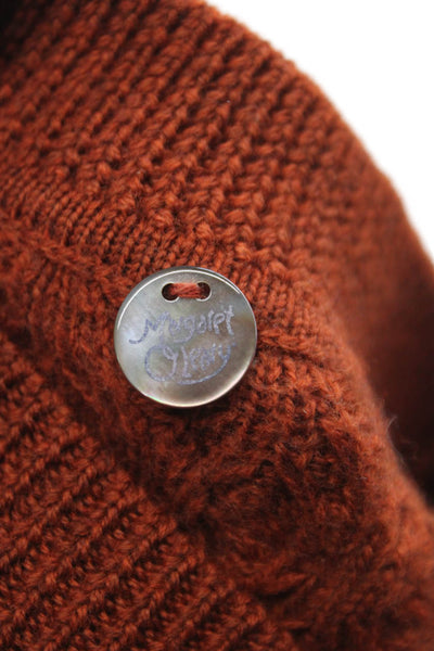 Margaret OLeary Women Orange Merino Wool Crew Neck Sleeveless Vest Size S