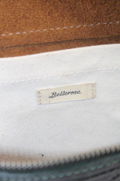 Bellerose Womens Adjustable Strap Croc Embossed Leather Belt Bag Handbag Black
