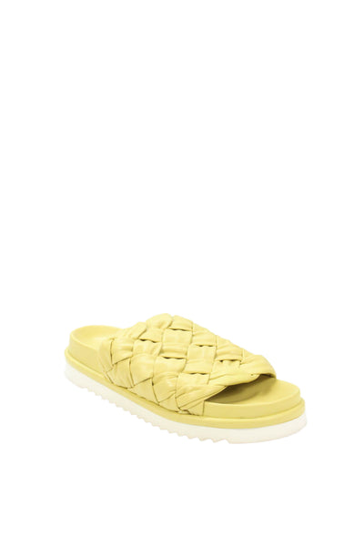 Homers Womens Woven Leather Slide Sandals Yellow Size 38