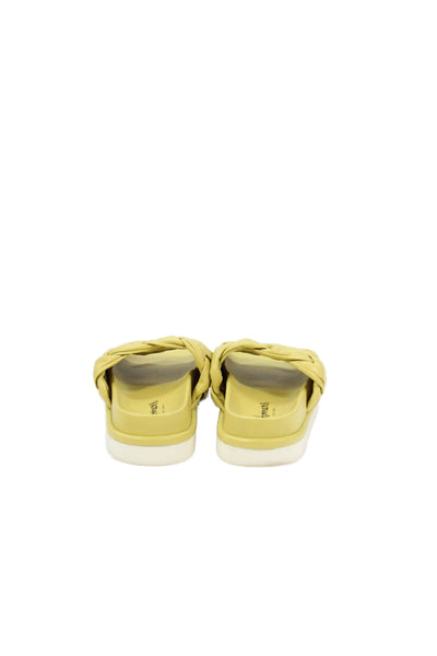 Homers Womens Woven Leather Slide Sandals Yellow Size 38