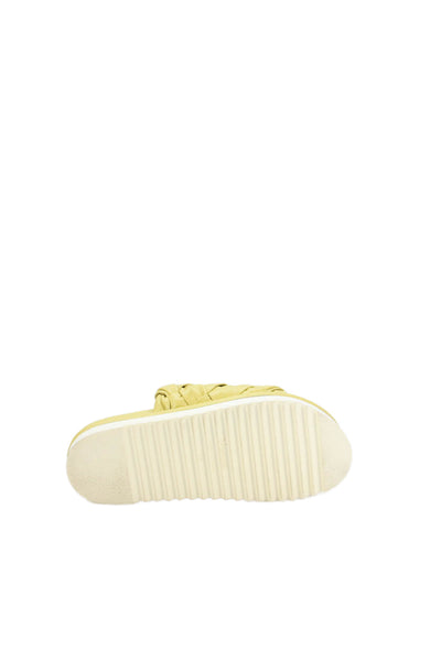 Homers Womens Woven Leather Slide Sandals Yellow Size 38