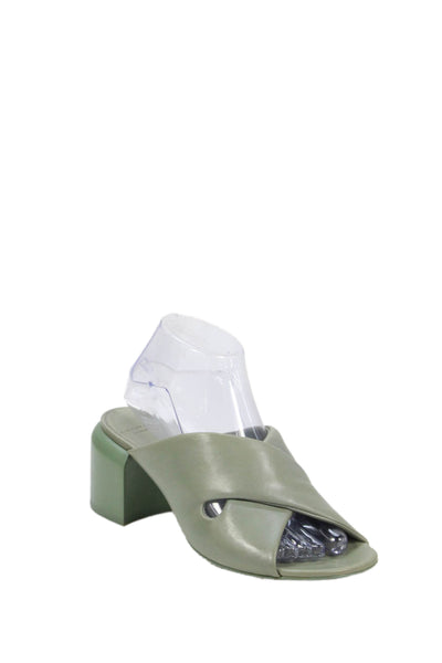 Officine Creative Womens Block Heel Cross Strap Slide Sandals Gray Size 38