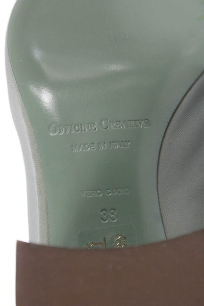 Officine Creative Womens Block Heel Cross Strap Slide Sandals Gray Size 38