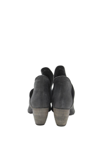 Officine Creative Womens Slip On Block Heel Pointed Toe Booties Gray Suede 37