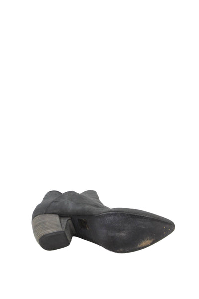 Officine Creative Womens Slip On Block Heel Pointed Toe Booties Gray Suede 37