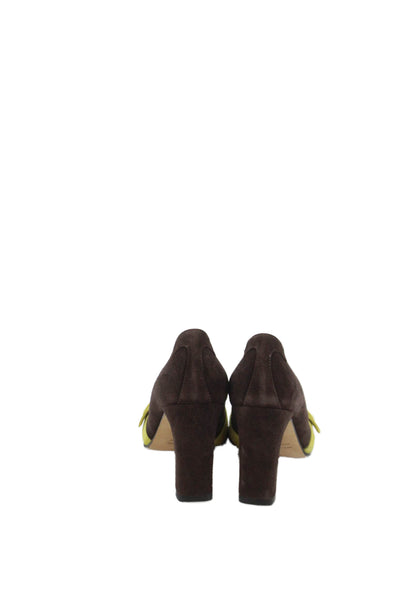 Taryn Rose Womens Slip On Block Heel Colorblock Pumps Brown Yellow Size 38