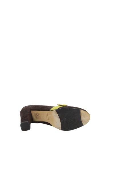 Taryn Rose Womens Slip On Block Heel Colorblock Pumps Brown Yellow Size 38