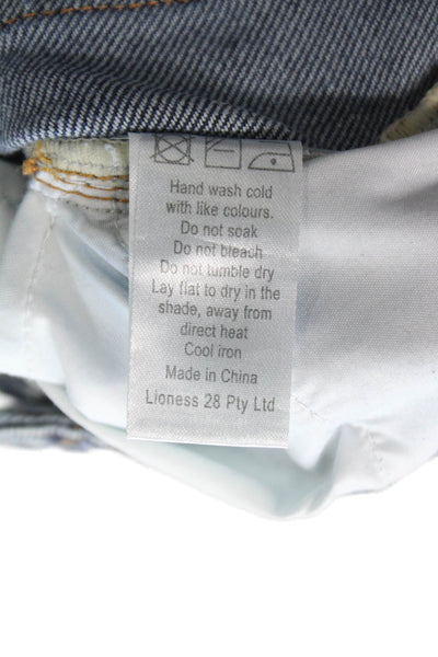 Lioness Unisex Adults Wide Leg Jeans Blue High Rise Button Cotton Size XS