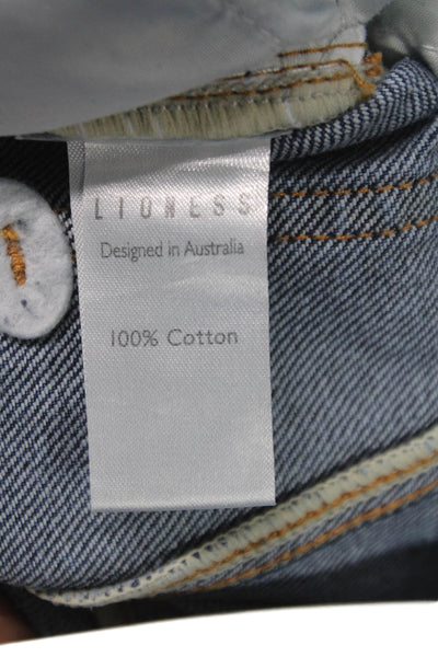 Lioness Unisex Adults Wide Leg Jeans Blue High Rise Button Cotton Size XS