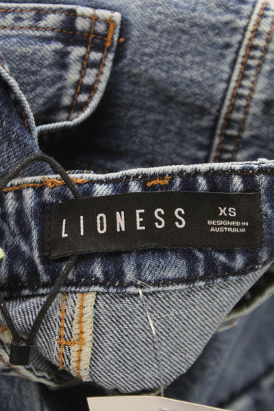 Lioness Unisex Adults Wide Leg Jeans Blue High Rise Button Cotton Size XS