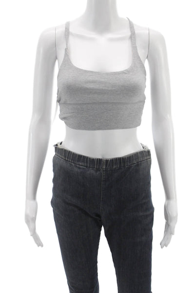 Vuori Women Gray Scoop Neck Sleeveless Sports Bra Stretchy Knit Size S
